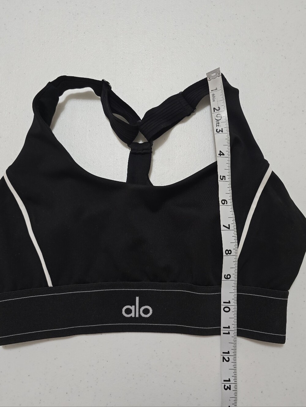 ALO Yoga Black Sports Bra with White Piping - Picture 7 of 11